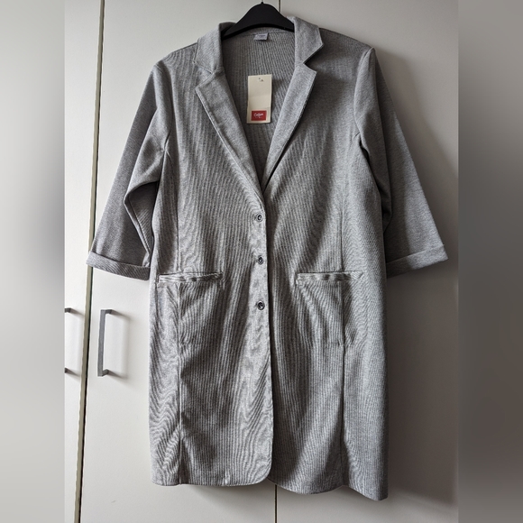 Cotton Traders Jackets & Blazers - New Grey Marl Longline Jacket Size 16-18